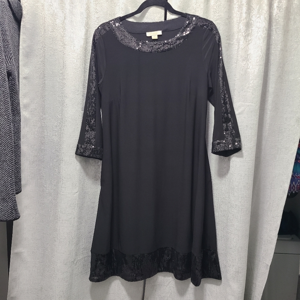 Prelude Black Sequin Dress Vtg Black Sequins Knit Evening Party Barbiecore